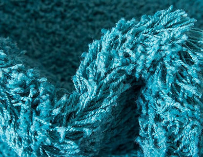 Unique Loom Solid Shag Collection Area Rug (7' 1" x 10' Rectangle, Deep Aqua Blue)