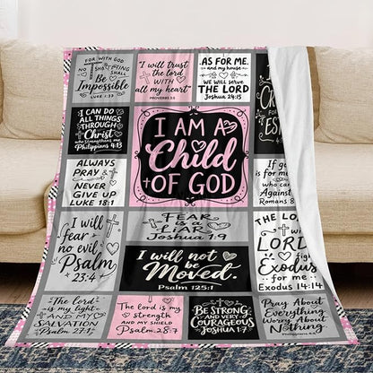 Christian Gift for Women, Inspirational Throw Blanket for Couch, Soft Lightweight Flannel Blanket, 40"x 50" Thoughts and Prayers Blankets for Bedroom Sofa Living Room Decoration