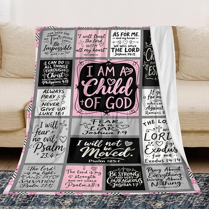 Christian Gift for Women, Inspirational Throw Blanket for Couch, Soft Lightweight Flannel Blanket, 60"x 80" Thoughts and Prayers Blankets for Bedroom Sofa Living Room Decoration