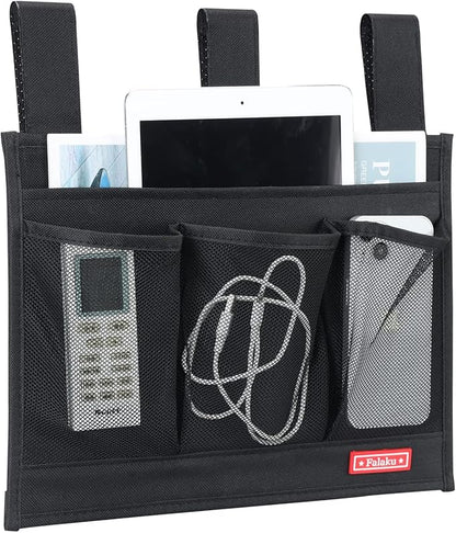 Falaku Hanging Bedside Caddy,Bedside Organizer Caddy for Bed Rails(4 Pockets-Black)