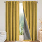 Joydeco Blackout Curtains for Bedroom - 63 Inch Long 100% Light Blocking 2 Panels Set Yellow Drapes, Thermal Insulated Room Darkening Curtains, Linen Textured for Living Room, Rod Pocket & Back Tabs