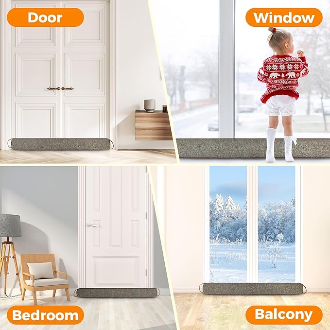 TORRAMI Under Door Draft Stoppers 30 Inch, Heavy Triangle Stop Draft Block Cold Air/Wind/Breeze Noise Blocker Door Sweeps Weather Stripping Bottom Seal Brown