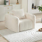 Oversized Boneless Corduroy Accent Chair, Comfy Deep Seat Armchair for Bedroom, Modern Upholstered Living Room Sofa Chair with Pillow, No Assembly, White