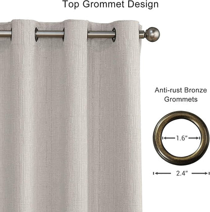 Extra Long Linen Curtains 144 inch Length 2 Panels Thick Faux Linen Blended Window Drapes Burlap Textured Curtains with Grommet for Living Room Farmhouse 12ft (52x144 Beige) Natural