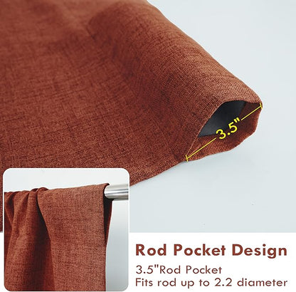 DriftAway Double Layer Linen Blackout Tie Up Curtains Thermal Insulated Fully Lined Balloon Roman Shade Bathroom Window Adjustable Rod Pocket for Small Window 31 Inch by 47 Inch Burnt Orange