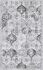 Lahome Moroccan Trellis Washable Small Area Rug, 3x5 Area Rug for Bedroom Living Room, Non-Slip Oriental Accent Throw Carpet for Kitchen Office Entryway Bathroom Office, Silver/Grey