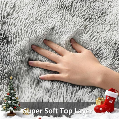 Ophanie 4x6 Tie-Dyed Grey&White Area Rugs for Bedroom Living Room, Fluffy Shag Large Fuzzy Plush Soft Throw Rug, Gray Large Shaggy Floor Big Carpets, Kids Home Decor Aesthetic, Nursery