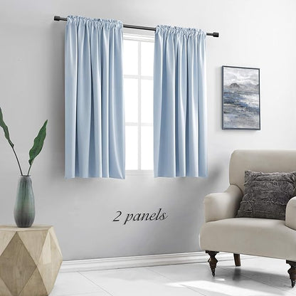 DONREN 48 Inch Curtains Light Blue Blackout Curtains - All Season Thermal Insulated Rod Pocket Curtain Panels for Kids Room (2 Panels,52 W by 48 inches Long)