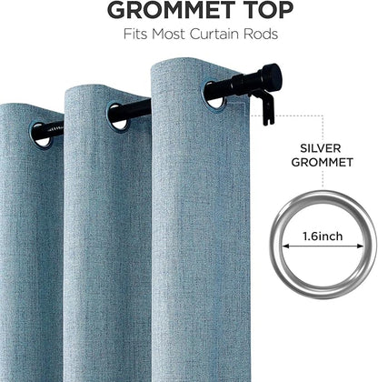 Joydeco Blackout Curtains 84 Inches Long 2 Panels Burg, Room Darkening Curtains for Bedroom, 100% Black Out Textured Thermal Drapes Privacy Protection 2 Panels Set(W52 x L84 Inch, Sky Blue)