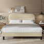 Queen Size Bed Frame with Headboard, upholstered Bed Frame Queen Size, Teddy Soft Boucle Fabric, Soft Cloud Marshmallow Shape Upholstered Headboard, No Box Spring Needed, Noise Free (Beige)