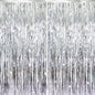 GOER 6.4 ft x 8.2 ft Metallic Tinsel Foil Fringe Curtains,Pack of 2 Party Streamer Backdrop for Birthday,Graduation Decorations and New Year Eve (Silver)