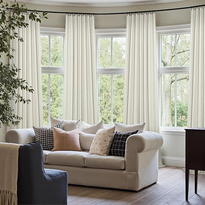 Pitalk 72 Inch Curtains for Living Room Black Out Linen Back Tab Loops Room Darkening Blackout Thermal Insulated Curtain for Bedroom 72 Inch Length 2 Panels Set Cream Ivory Off White Wide 38 x 72 Long