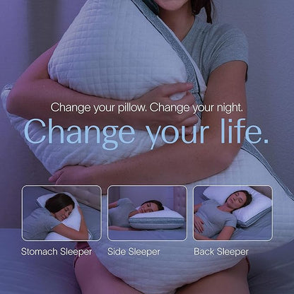DreamyBlue Gusseted Sapphire Pillow • Adjustable Loft, Luxury Cover, Shredded Memory Foam Fill w/Cooling Beads • Ideal for Wide Shoulders • Neutral Alignment for All • CertiPUR-US Certified (King)