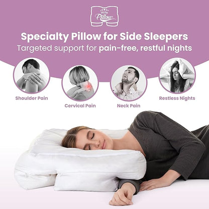 Wife Pillow The Side Sleeper Pillow with Arm Hole for Shoulder Pain - Arm Tunnel Pillow for Side Sleepers, Shoulder Relief & Neck Support Comfort Sleep Pillow for Adults - Down Alternative Fiber Fill