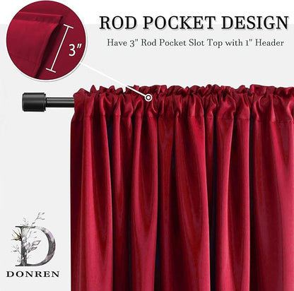 DONREN Red Blackout Curtains Thermal Insulated Room Darkening Rod Pocket Curtains for Dining Room (42 by 54 Inch,2 Panels)