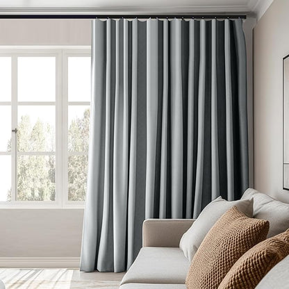 Room Divider Curtains Total Blackout Privacy Curtain Panel Room Thermal Insulated Noise Reduction Curtains for Bedroom Window Living Room Ceiling Track Curtain W 12.5 ft × H 7 ft Grey