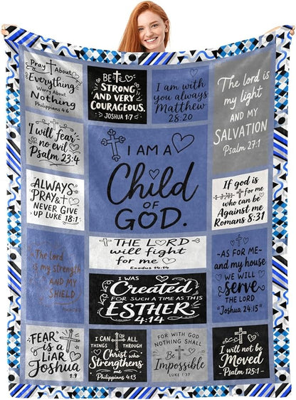 Christian Throw Blanket for Couch, Inspirational Gift for Women, Super Soft Plush Flannel Blanket, 40"x 50" Thoughts and Prayers Blankets for Bedroom Sofa Living Room Decoration