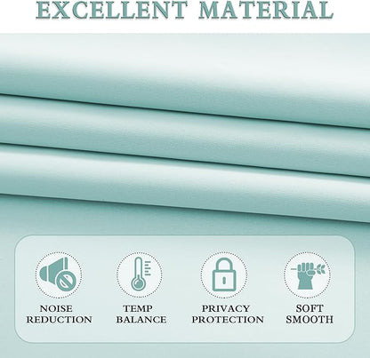 DONREN Aqua Blackout Curtains for Bedroom - Room Darkening Thermal Insulated Rod Pocket Curtains for Kids Room(52 x 72 Inch Length,1 Pair)