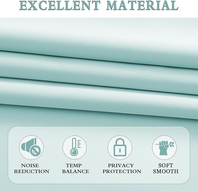 DONREN 72 Inches Long Room Darkening Curtain Draperies for Living Room - Blackout Solid Rod Pocket Curtains for Dining Room(2 Panels,Aqua)
