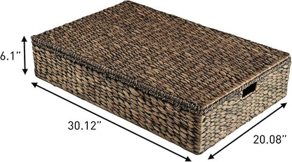 happimess BSK2015B Holden 30" Classic Costal Hand-Woven Hyacinth Wicker Under Bed Storage Basket with for Storage and Decoration in Bathroom, Bedroom, Closet, Entryway, Brown