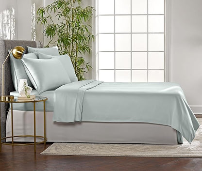 Pure Bamboo Twin Sheets, Genuine 100% Organic Viscose Derived from Bamboo Bed Sheet Set, Luxuriously Soft & Cooling, Double Stitching, 2 Year Quality Promise (Twin, Sea Glass)
