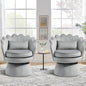 360° Swivel Accent Chairs Set of 2, Mid-Century Modern Velvet Barrel Chair, Comfy Shell Shape Chair with Lumbar Pillow for Living Room, Bedroom, Office, Grey