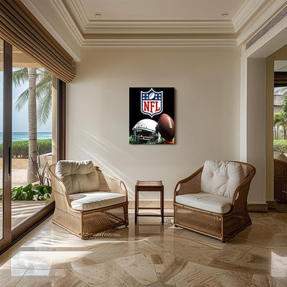 B.B.F MAKE American Football Canvas Wall Art Super Champions Bowl Poster Rugby Oil Painting Canvas Wall Decor Sports Picture Boys Gift Modern Bedroom Living Room Dorm Home Decoration, Framed 11x14inch
