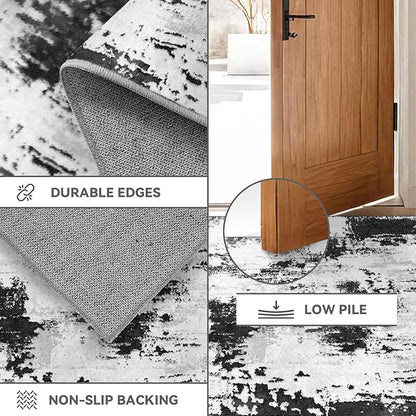 Area Rugs 6x9 Rug for Living Room - Machine Washable Neutral Modern Abstract Soft Rugs for Dining Room Floor Non Sliping Carpets for Bedroom Farmhouse Home Office