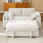 68.11" Corduroy Sleeper Chair Bed with USB Port, Cup Holders & Side Storage Pockets – 3-in-1 Foldable Sofa Bed for Guest Room, Living Room – White