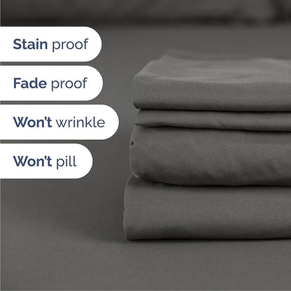 Cal King 6 Piece Sheet Set - Cooling, Comfy & Breathable - Hotel Luxury Bedding, Includes Fitted Sheet for Women, Men, Kids & Teens - 1 Flat, 1 Fitted Sheet, 4 Pillowcases w/Deep Pockets - Charcoal