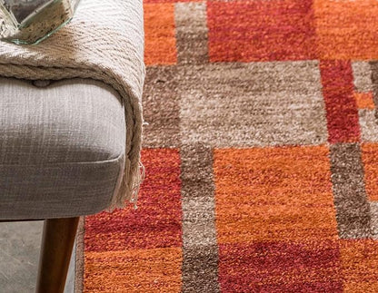 Unique Loom Autumn Collection Modern Contemporary Casual Abstract Area Rug, 5' 3" x 8', Multi/Dark Brown
