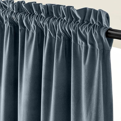 Lazzzy Velvet Blackout Curtains Thermal Insulated Room Window Drapes Super Soft Luxury Curtains for Living Room Bedroom Rod Pocket 2 Panels, Dark Slate, 62" W x 96" L