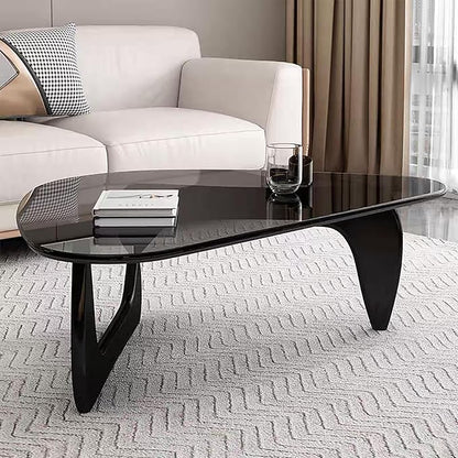 Glass Coffee Table, Mid Century Modern Coffee Table, Coffee Table for Living Room Center Table Suitable for Bedroom Living Room Reception Office Tables (Black/Grey, Large)