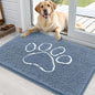 OLANLY Dog Door Mat for Muddy Paws 36x24, Paw Print Design, Absorbs Moisture and Dirt, Non-Slip Washable Doormat, Quick Dry Chenille Mud Mat, Entry Indoor Entryway Carpet, Airy Blue and White