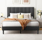Amada Full Platform Bed Frame with 12 Thickened Legs & Adjustable Fabric Upholstered Headboard, Solid Wooden Support 1300 Lbs Weight Capacity, No Box Spring Needed/Easy Assembly/Underbed Storage