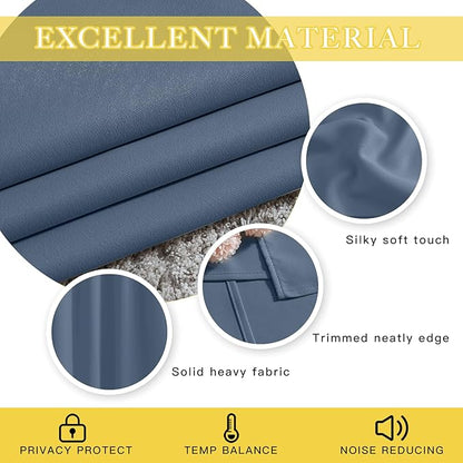 NICETOWN Sliding Door Curtain 108 inches Long, Grommet Blackout Patio Door Panel Thermal Insulated Sound Reducing Room Divider Drape for Bedroom/Living Room (1 Panel, Stone Blue, W80 x L108)