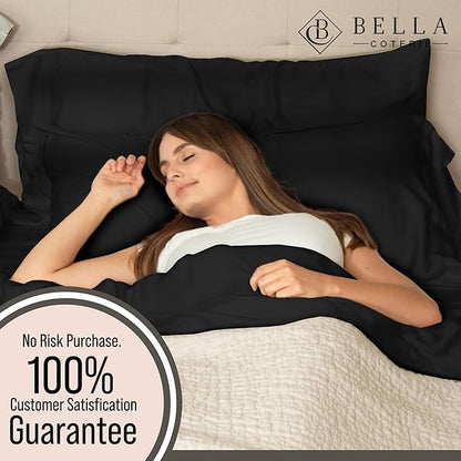 Bella Coterie Luxury Bamboo Viscose Twin XL Size Sheet Set | 100% Organically Grown | Ultra Soft | Cooling for Hot Sleepers | 18" Deep Pocket [Black]