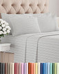 Full 6 Piece Sheet Set - Cooling, Comfy & Breathable - Hotel Luxury Bedding, Includes Fitted Sheet for Women, Men, Kids & Teens - 1 Flat, 1 Fitted Sheet, 4 Pillowcases w/Deep Pockets - Grey Stripes