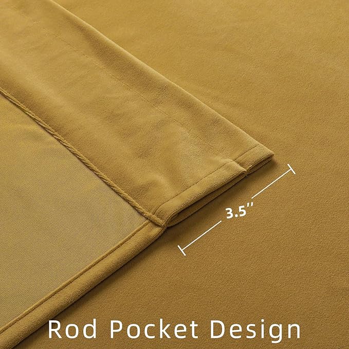 Joydeco Brown Velvet Curtains 120 inch Length 2 Panels, Luxury Blackout Rod Pocket Thermal Insulated Window Curtains, Super Soft Room Darkening Drapes for Living Dining Room Bedroom,W52 x L120 inches