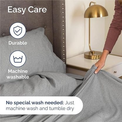 Twin XL 4 Piece Sheet Set - Cooling & Breathable - Hotel Luxury Bedding, Includes Fitted Sheet for Women, Men, Kids & Teens - 1 Flat, 1 Fitted Sheet, 2 Pillowcases w/Deep Pockets - Heathered Grey