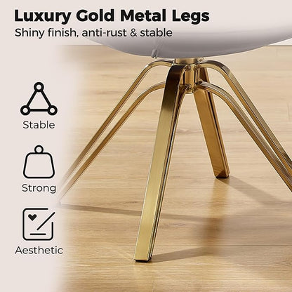 Zouron Mid Century Modern Swivel Accent Chair with Gold Metal Legs, Upholstered Swivel Chair No Wheels, Side Accent Arm Chair Vanity Chair for Small Space Home Office Living Room Bedroom, Grey