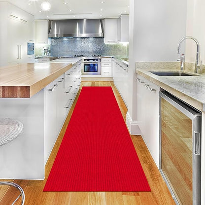 Ottomanson 2' x 55' Hallway Runner with Scraper Pile - Extra Durable Non-Slip Rug Mat for Indoor & Outdoor Use - Ideal for Kitchen, Entryway, Patio & Garage - High-Traffic Carpet, Red