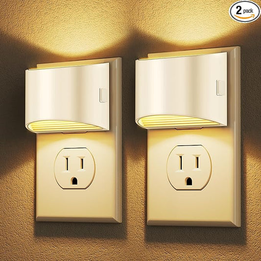 DORESshop LED Night Light[2 Pack], Night Lights Plug into Wall, 3 Level Brightness Adjustable Plug in Night Light, Dusk to Dawn Sensor Nightlights for Adults,Bedroom,Bathroom,Hallway,3000K White Cover