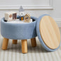 FIMIVIBI Small Foot Stool Ottoman with Storage, Soft Faux Fur Ottoman Foot Rest for Couch, Round Footstool with Storage, Small Ottomans and Footstools for Living Room and Entryway (Light Blue)