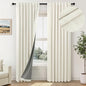 Neutral 80 Inch Nursery Blackout Curtains for Bedroom 80 Inches Long 2 Panel Thermal Curtain for Summer Heat Blocking Linen Textured Custom Made Drapes Pleated Back Tab Rustic Ceiling to Floor Length