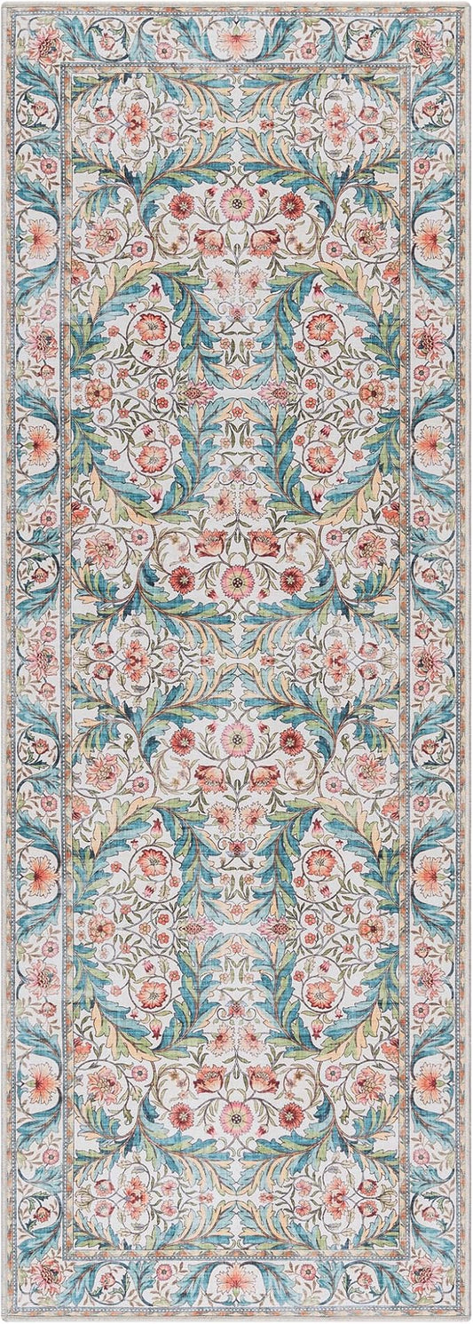 Gertmenian Indoor Boho Area Rug | Home Decor for Entryway, Bedroom, Living Room, Office, Kitchen | Non Slip, Soft, Printed Accent Rugs | Altair, Ivory, 2x6 Runner, 24501
