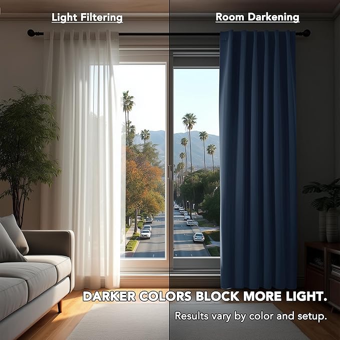 Deconovo Blackout Curtains, Thermal Insulated, W52 x L95 2 Panels, Back Tab, Machine Washable, Room-Darkening Drapes for Bedroom/Living Room Stone Blue