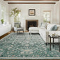 AMADA HOMEFURNISHING 8x10 Area Rugs, Washable Low-Profile Large Living Room Rug with Non-Slip Backing & Durable Edge Binding, Soft Vintage Rug for Bedroom, Dinning Room, Home Office