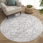 jinchan Lima Round Rug 5ft Vintage Machine Washable Area Rug Indoor Circle 5' Ultra-Thin Non-Slip Floral Print Carpet for Farmhouse Entryway Dining Room Living Room Bedroom Office (5'Round, Taupe)