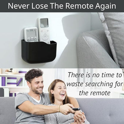 LINFIDITE TV Remote Holder Wall Mount Remote Control Holder for Bed Universal Bedside Wall Remote Holder Caddy Organizer Hole-Free Remote Control Holder (For 2 Or 3 Remote Controls–Black–Quantity1